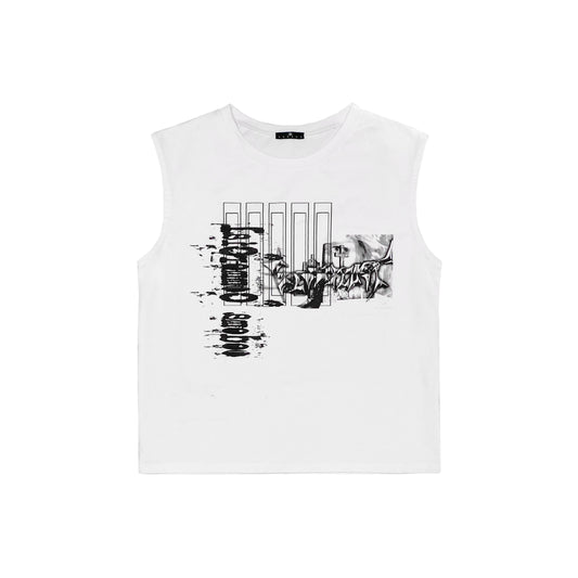 "issue" white tank-top