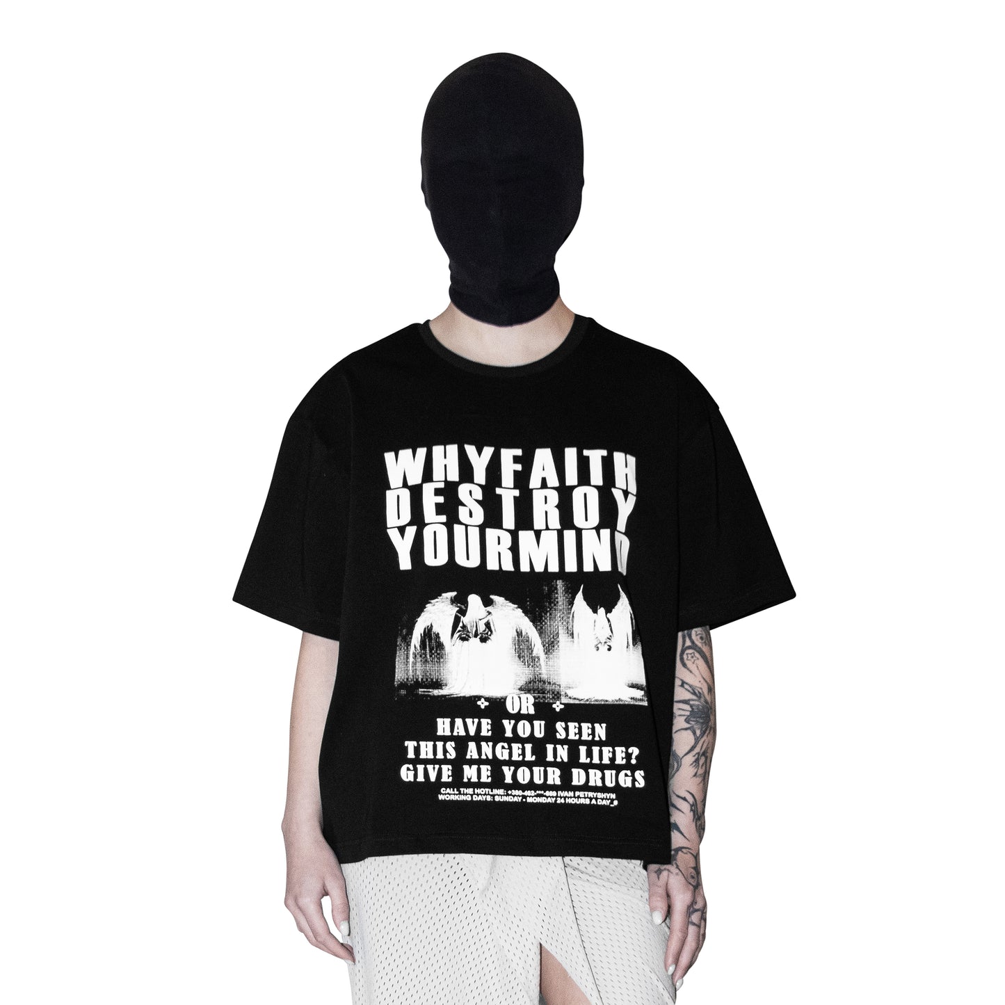 "hotline +380-462-***-669" black t-shirt