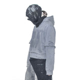 "PunkWebSchool" graphite distressed hoodie