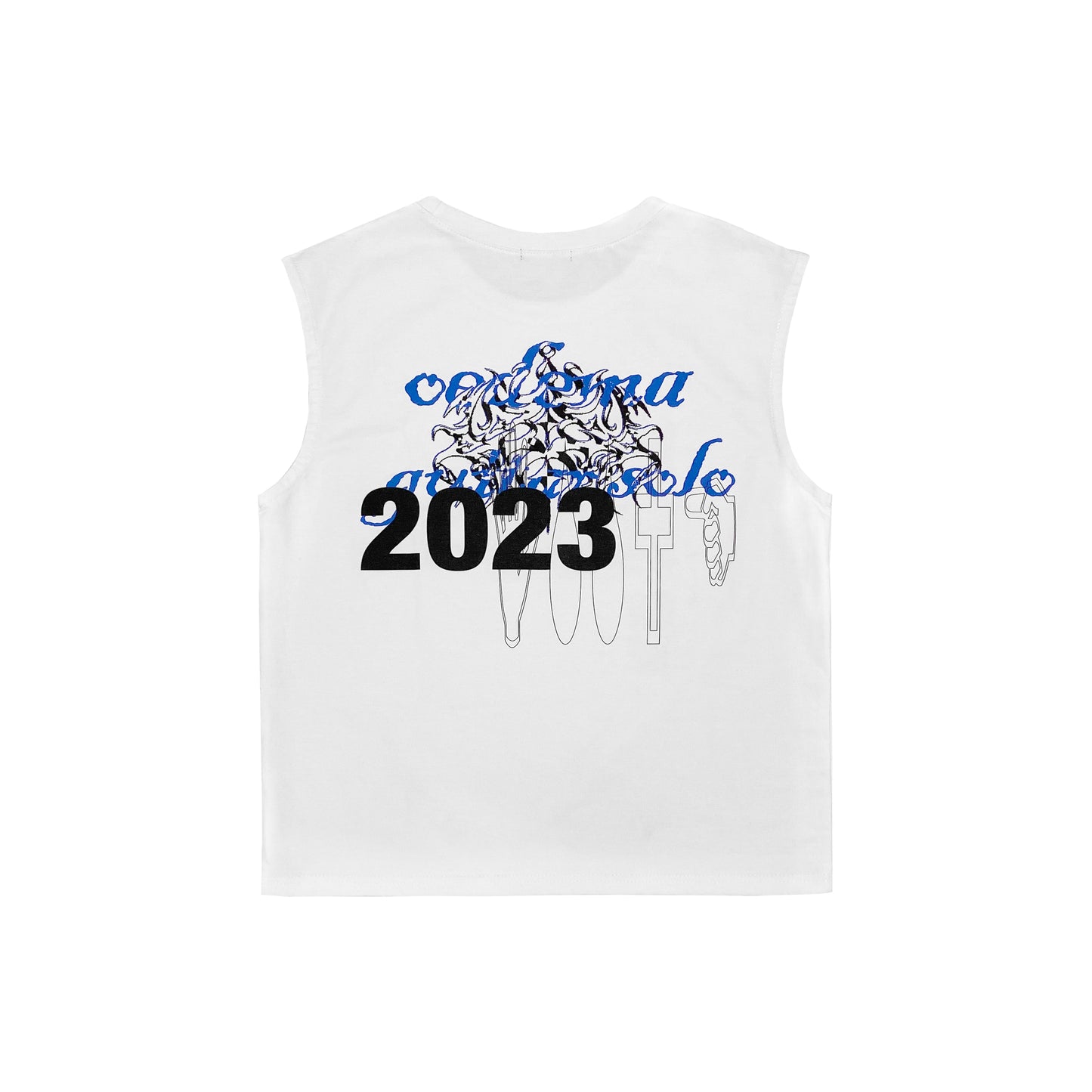 "issue" white tank-top