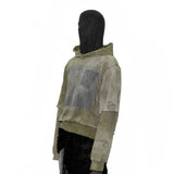 "PunkWebSchool" khaki distressed hoodie
