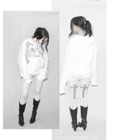 "nymph" white distressed hoodie