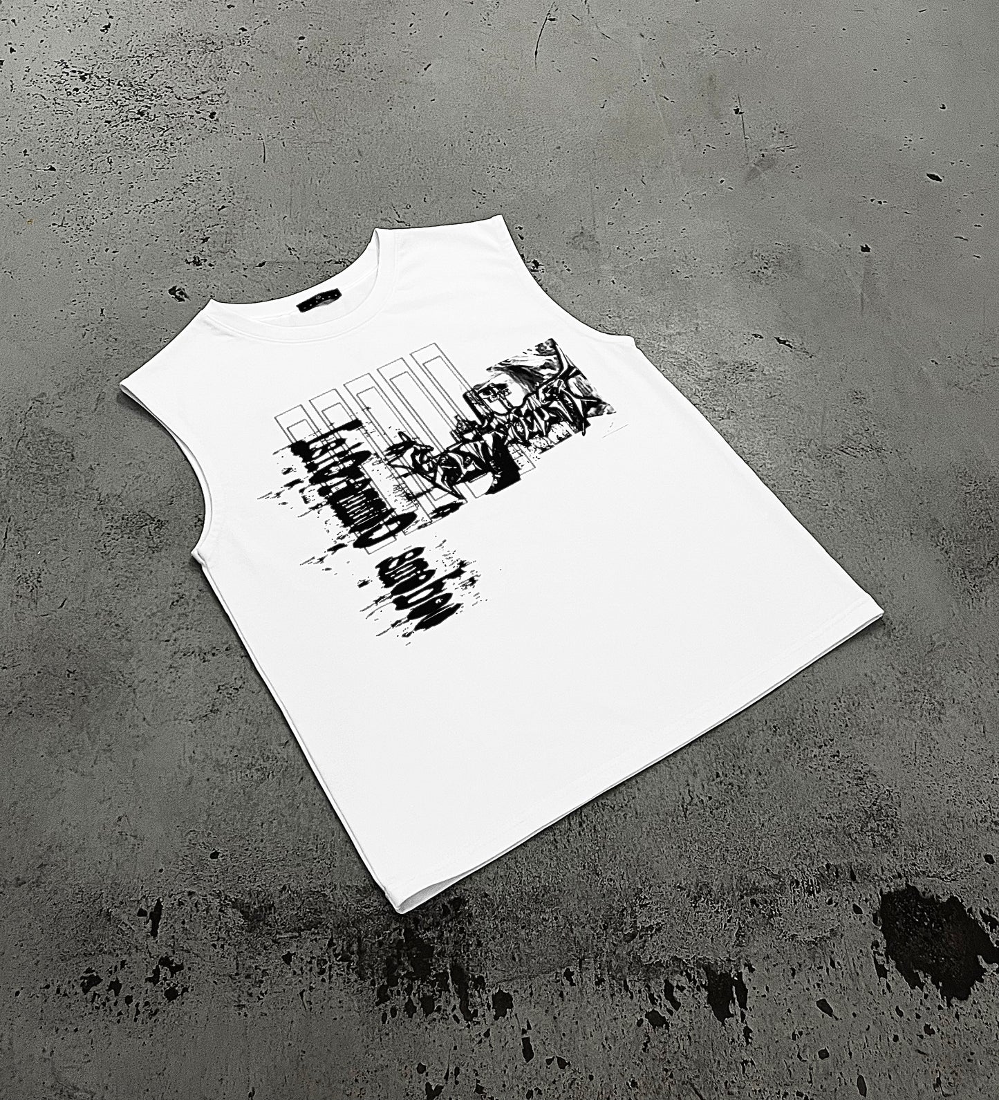 "issue" white tank-top