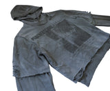 "PunkWebSchool" graphite distressed hoodie
