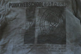 "PunkWebSchool" graphite distressed hoodie