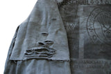 "PunkWebSchool" graphite distressed hoodie