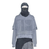 "PunkWebSchool" graphite distressed hoodie